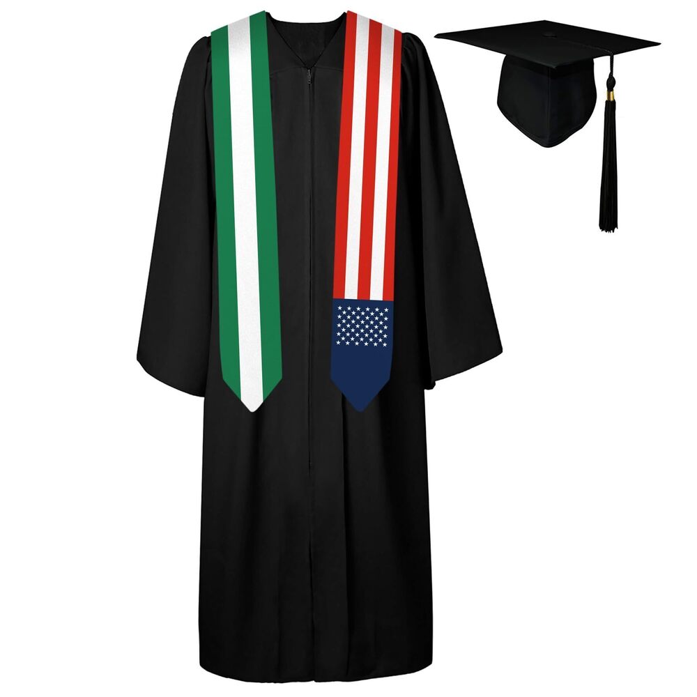 2441 72 Inch Nigeria Flag and USA Flag Graduation Sash Unisex Adults
